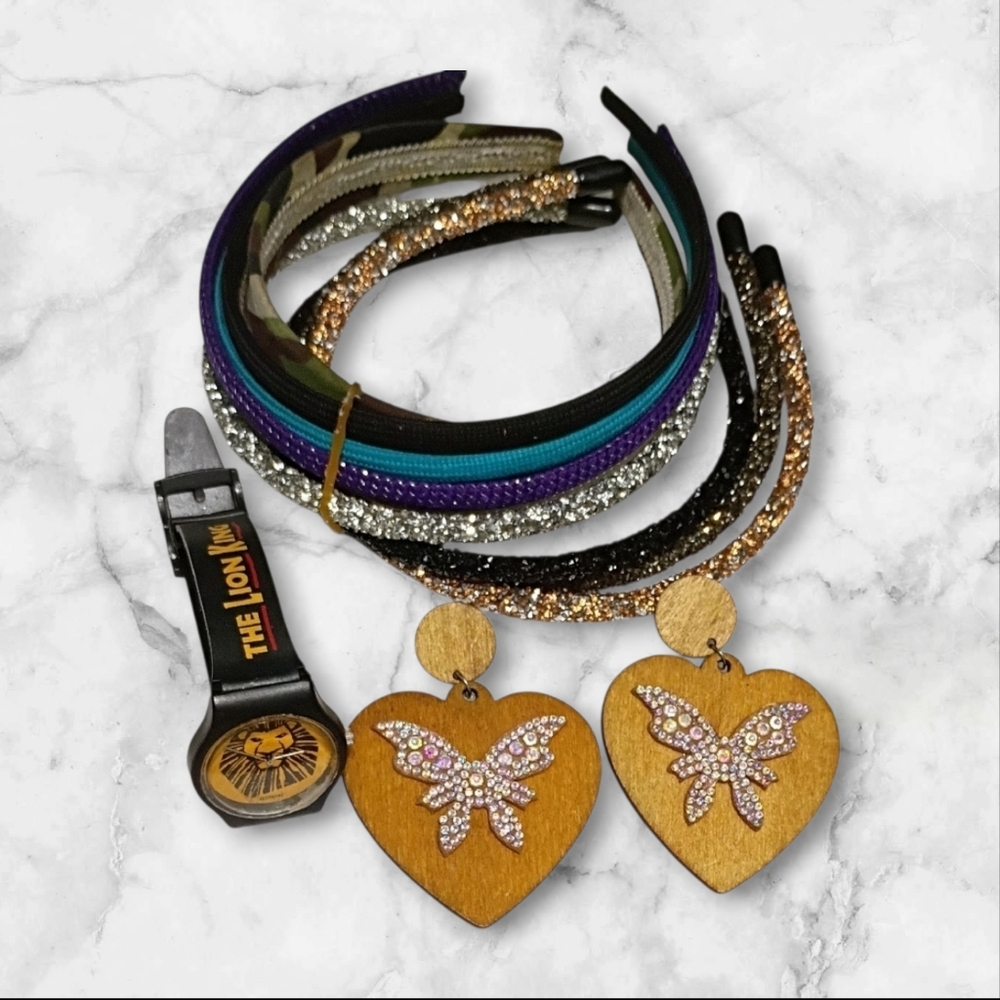 Colorful Headbands and Heart Earrings Set
